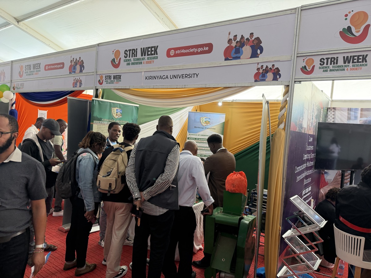 Visitors at the Kirinyaga University stand at STRI Week, KICC